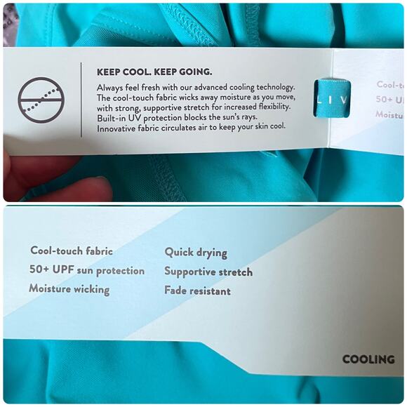 Livi New UPF 50+ Moisture Wicking Aqua Blue Short Sleeve Top Size Size 14/16 Gym - Picture 11 of 12
